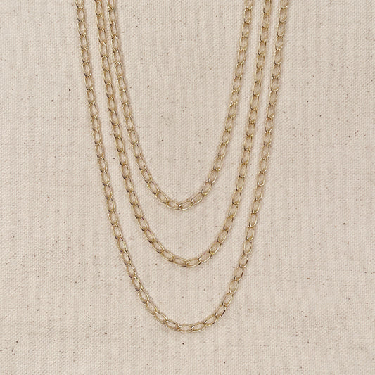 18k gold-filled chain necklace in three different sizes 16", 18" and 20"