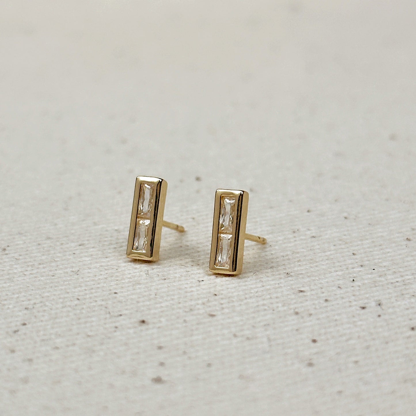 18k Gold Filled Colored Split Baguette Stud Earring