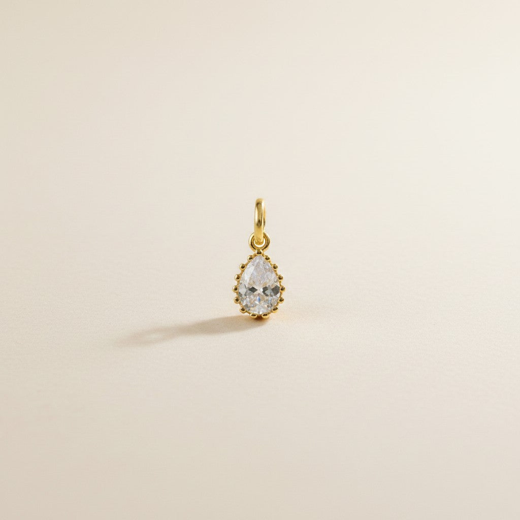 18k Gold Filled Pear CZ Scalloped Charm — The Vintage Detail That Elevates Everything It Joins