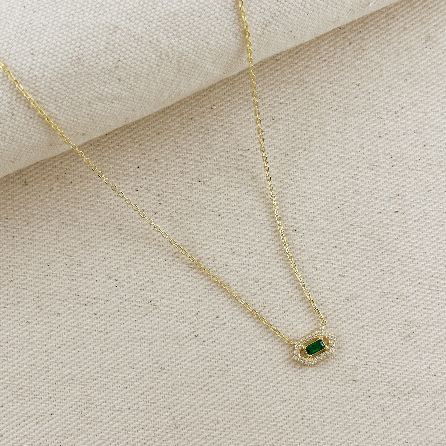 18k Gold Filled Fancy Birthstone Baguette Necklace