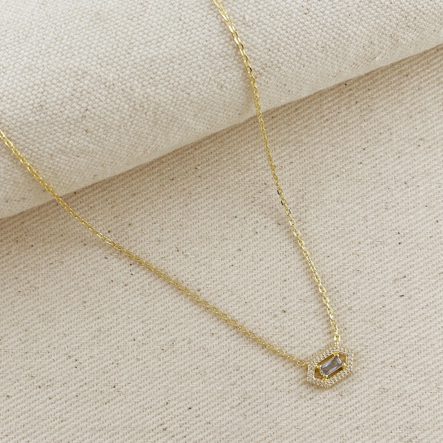 18k Gold Filled Fancy Birthstone Baguette Necklace