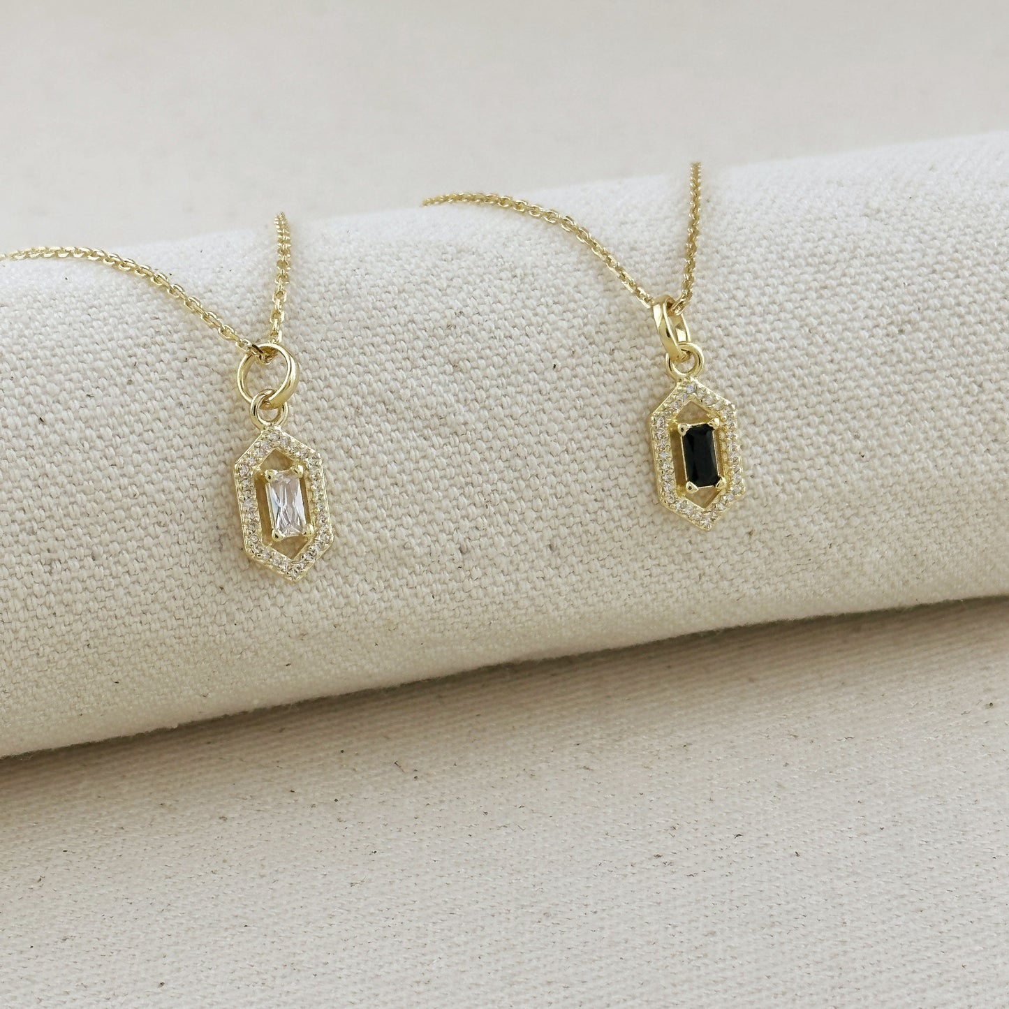 18k Gold Filled Fancy Baguette Pendant Necklace