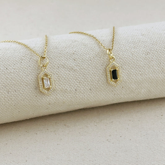 18k Gold Filled Fancy Baguette Pendant Necklace