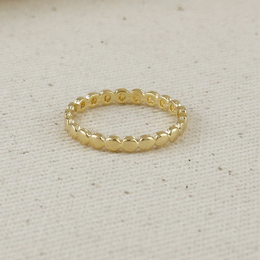 18k Gold Filled Flat Beaded Band Ring