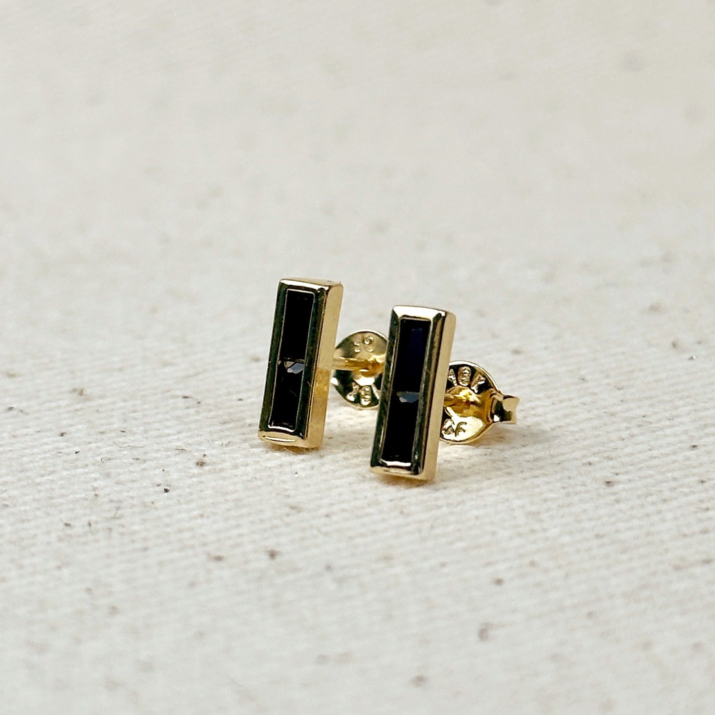 18k Gold Filled Colored Split Baguette Stud Earring