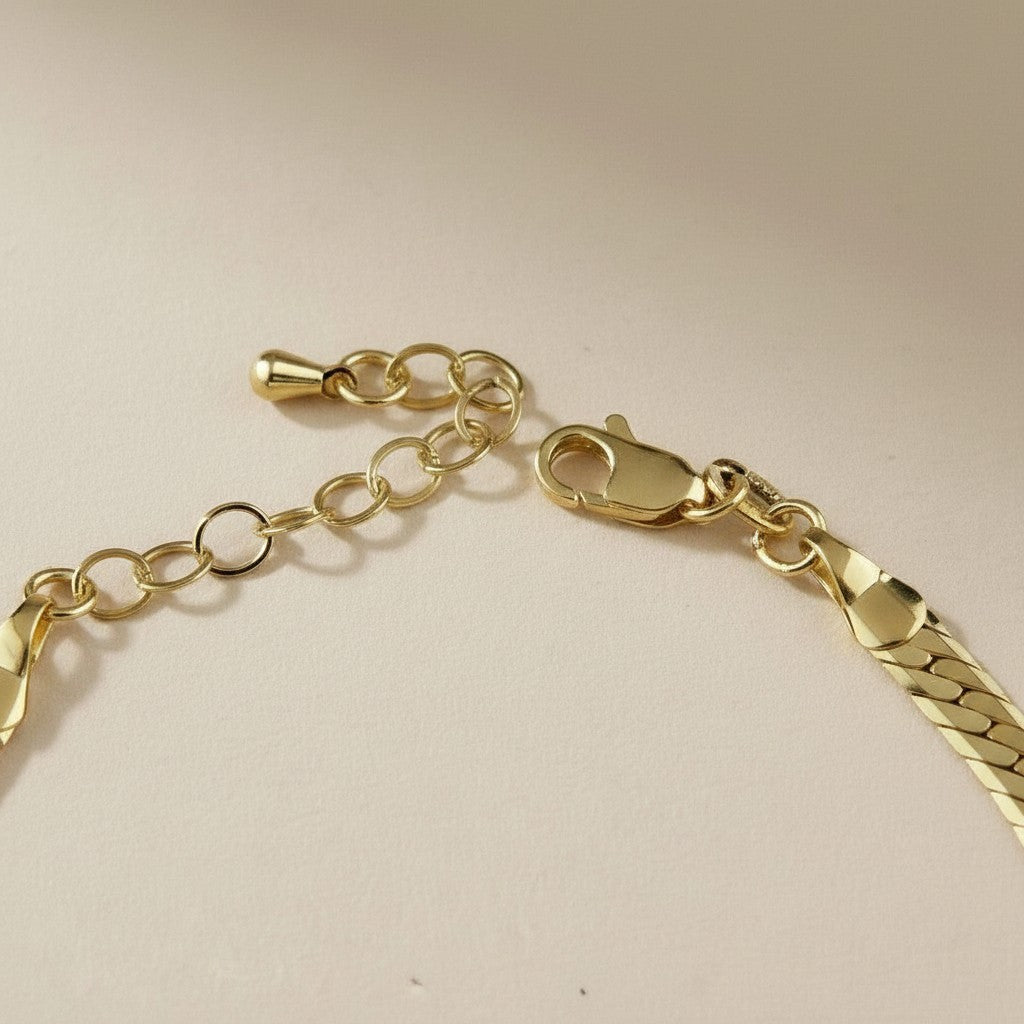 18k Gold Filled Diamond-Cut Herringbone Bracelet — The Herringbone That Catches Fire