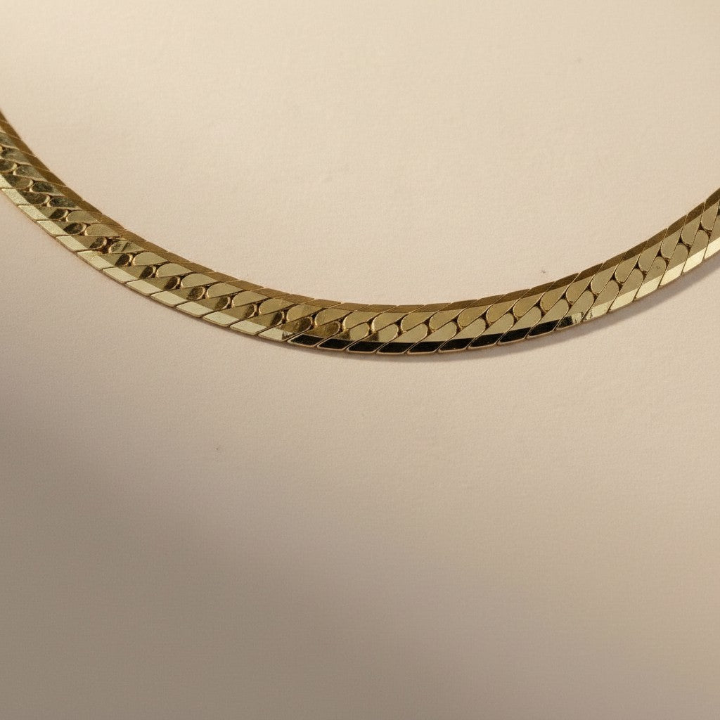 18K Gold Filled Diamond Cut Herringbone Anklet