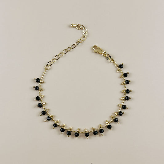 Black Beaded Bracelet for Women - Elegant Statement Jewelry