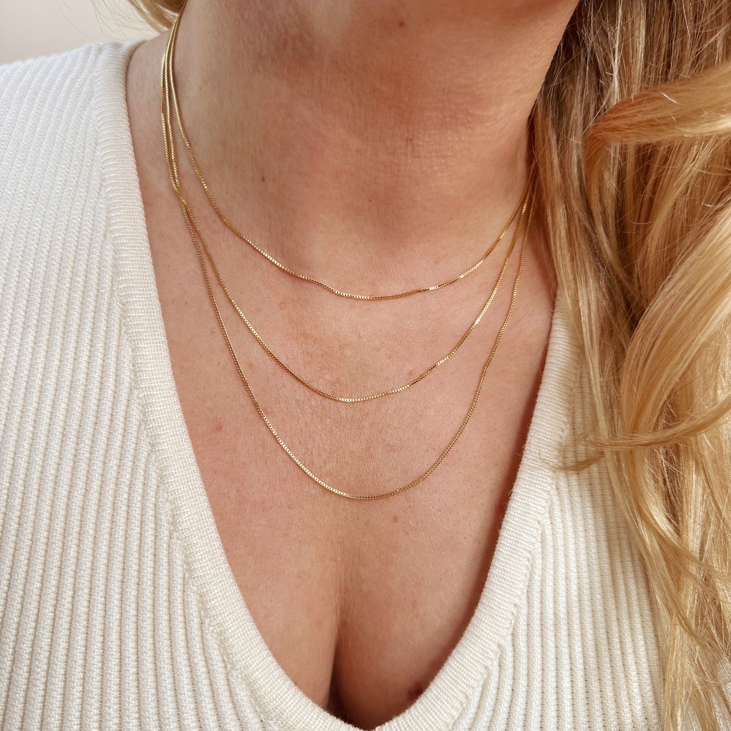 Delicate Box Chain Necklace for Women - Ultra Thin Layering Chain | Premium Brazilian Jewelry