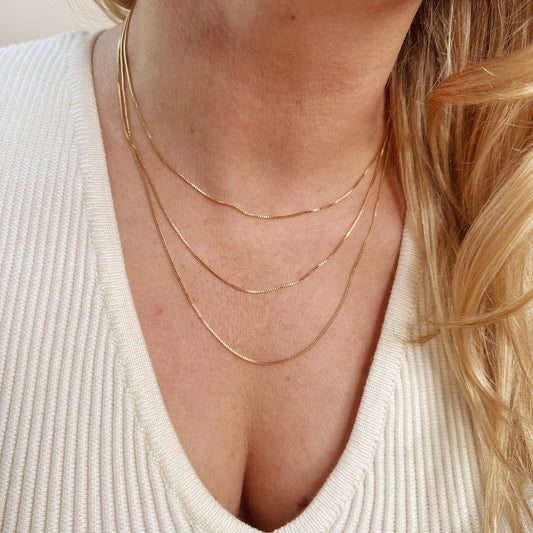 Delicate Box Chain Necklace for Women - Ultra Thin Layering Chain | Premium Brazilian Jewelry