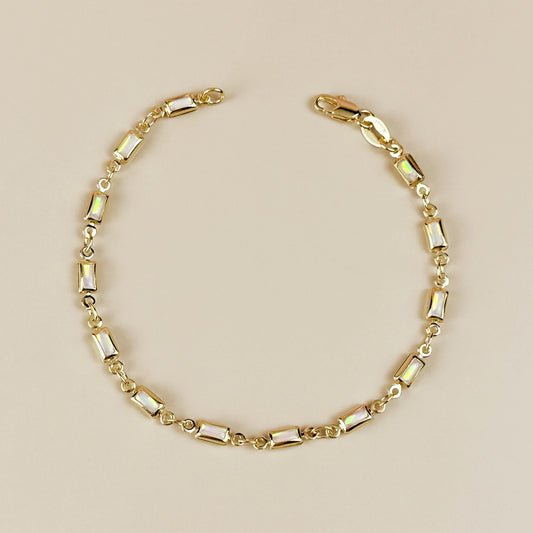 Opal Bracelet - Delicate Lab Opal Chain Bracelet for Women