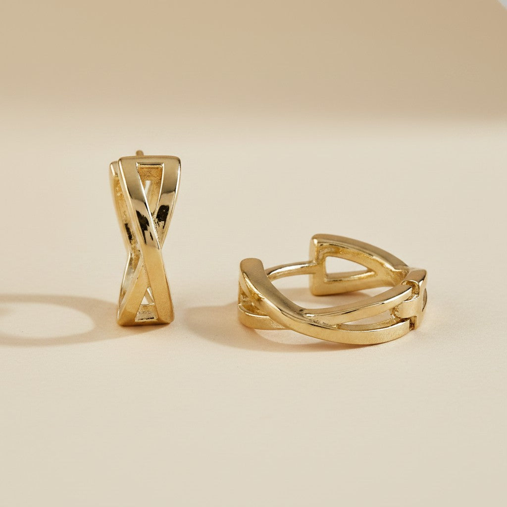 18k Gold Filled X Clicker Hoop Earrings | Distinctive Everyday Elegance