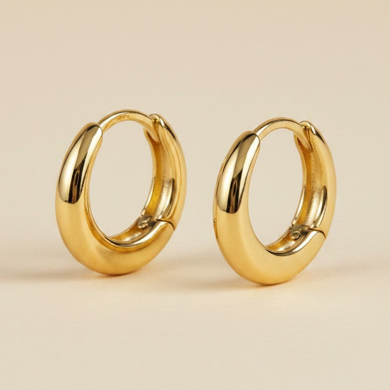 ✨ 18k Gold Filled Polished Clicker Hoop Earrings — 12mm. 3mm Wide. The Daily Essential.