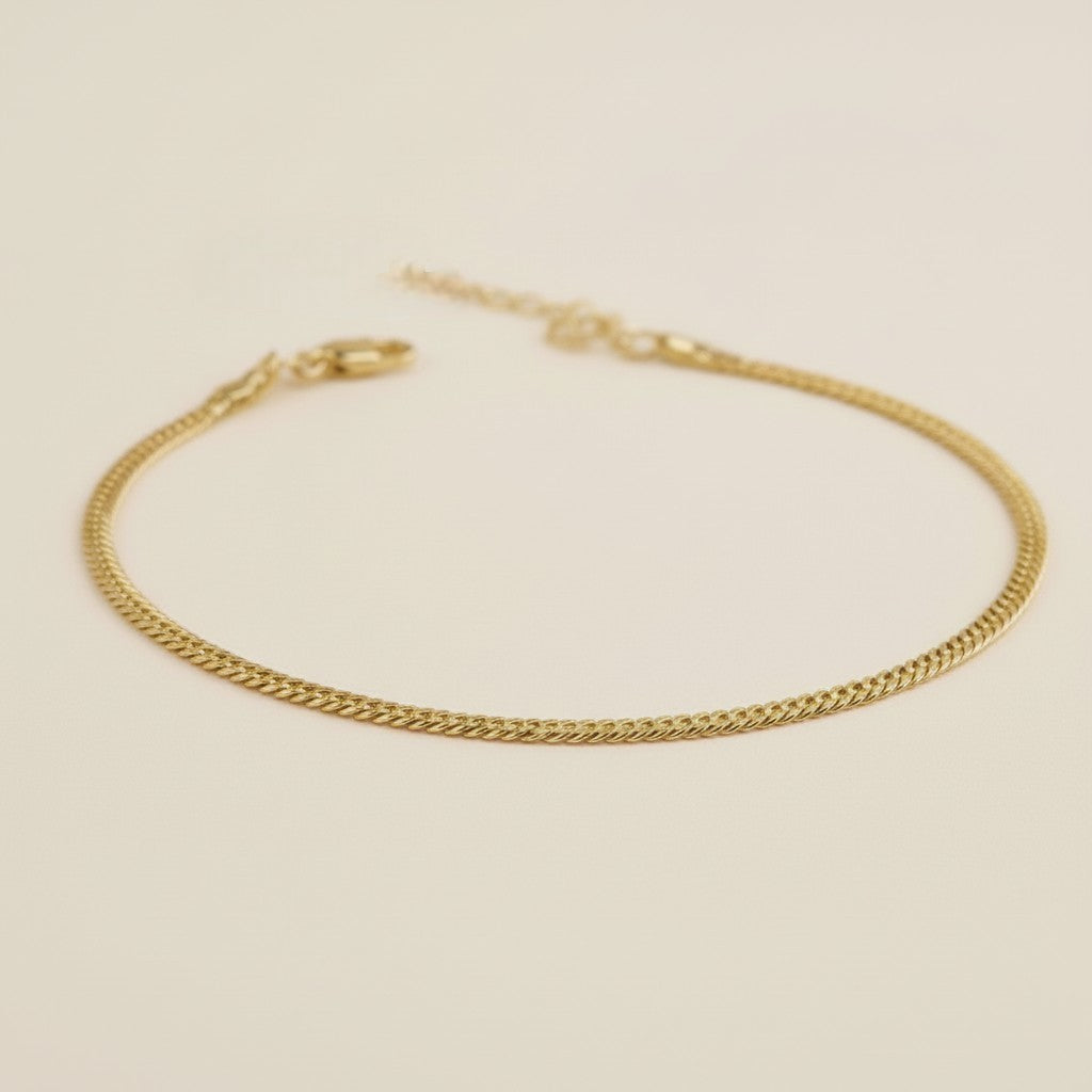 Double Curb Chain Anklet for Women | 4mm Chunky Gold Anklet | Adjustable Beach Jewelry