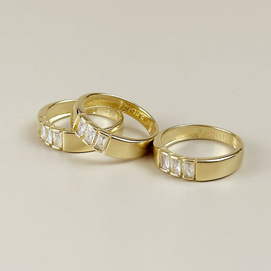 Trio Stone Ring for Women - 3 Baguette CZ Diamond Band