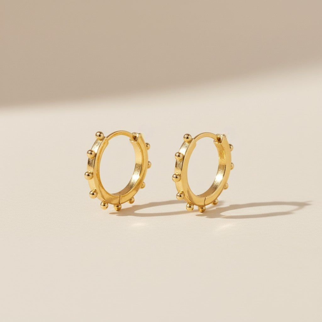 Ball Hoop Earrings for Women - Trendy Textured Hoops