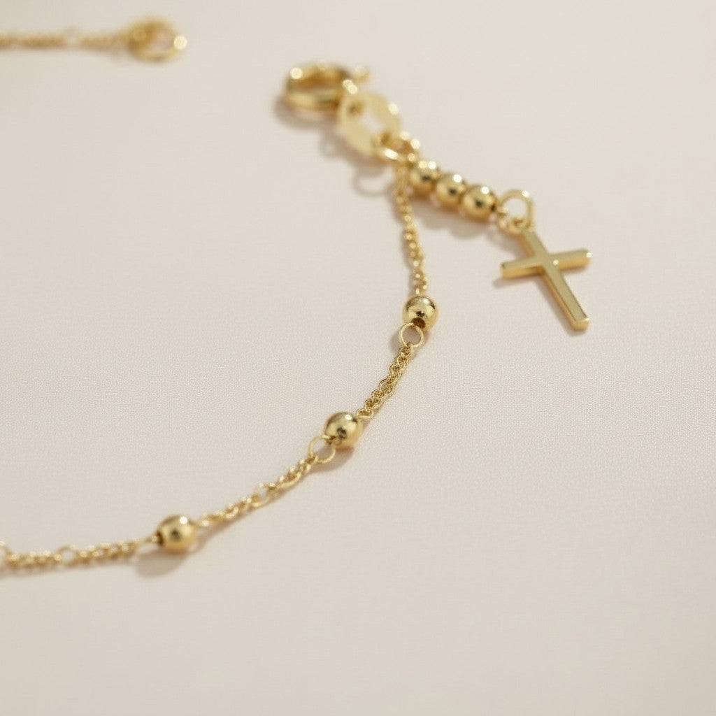 Cross Bracelet for Women - Beaded Religious Jewelry with Faith Charm