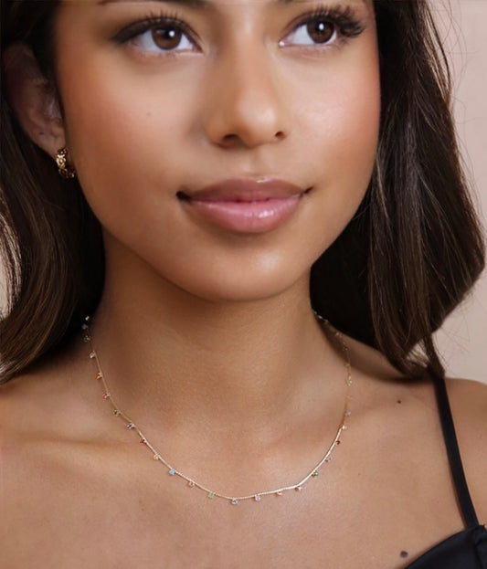 Cubic Zirconia Necklace for Women - Colorful CZ Stone Jewelry