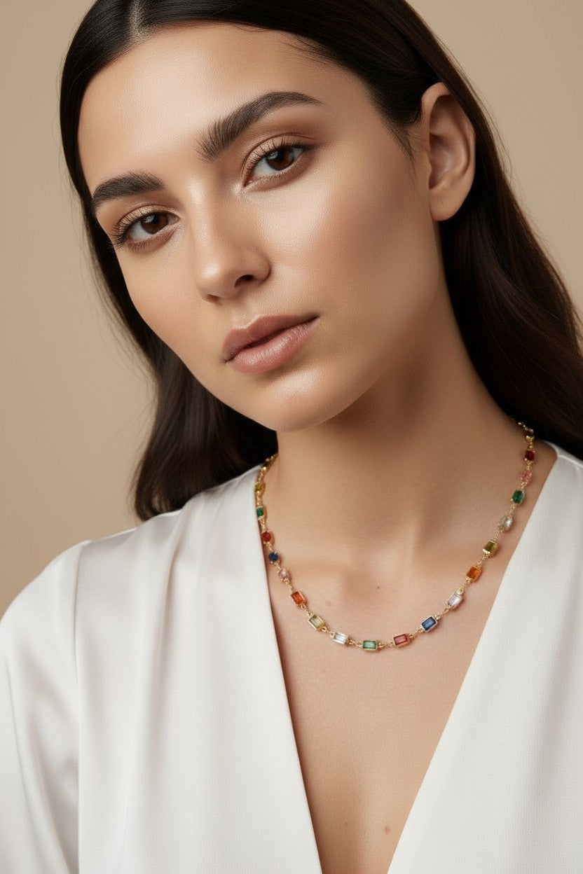 Colorful Statement Necklace for Women - Trendy Thick Chain with Extension