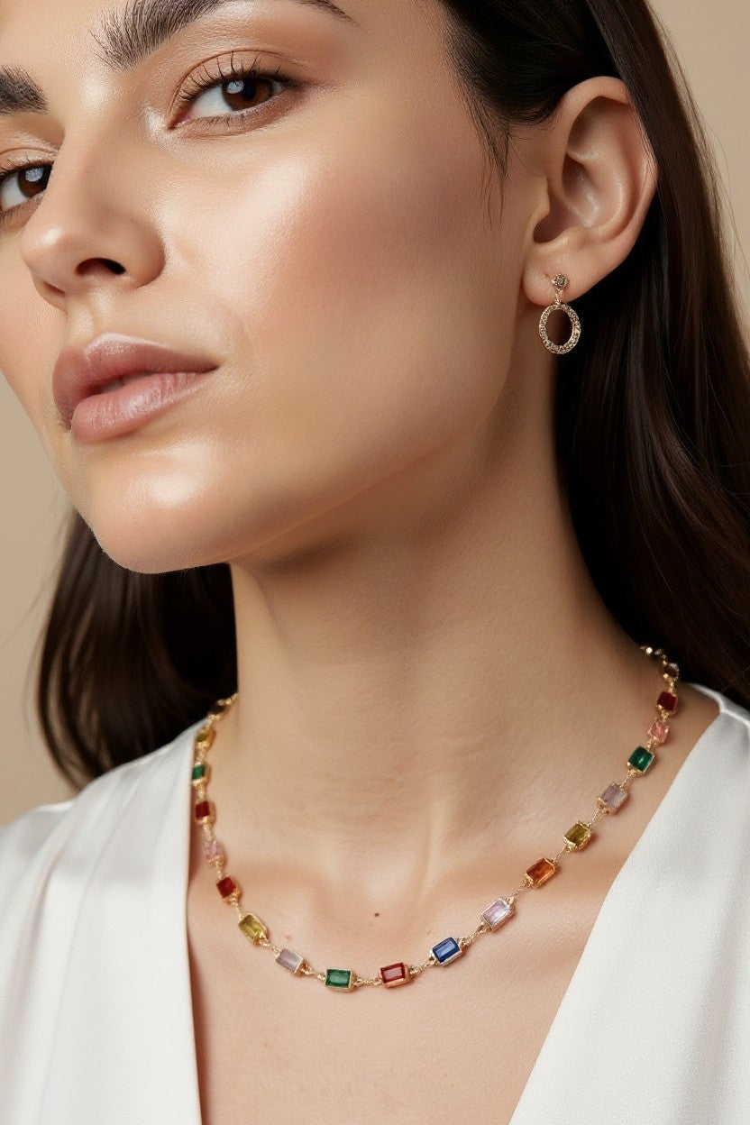 Colorful Statement Necklace for Women - Trendy Thick Chain with Extension