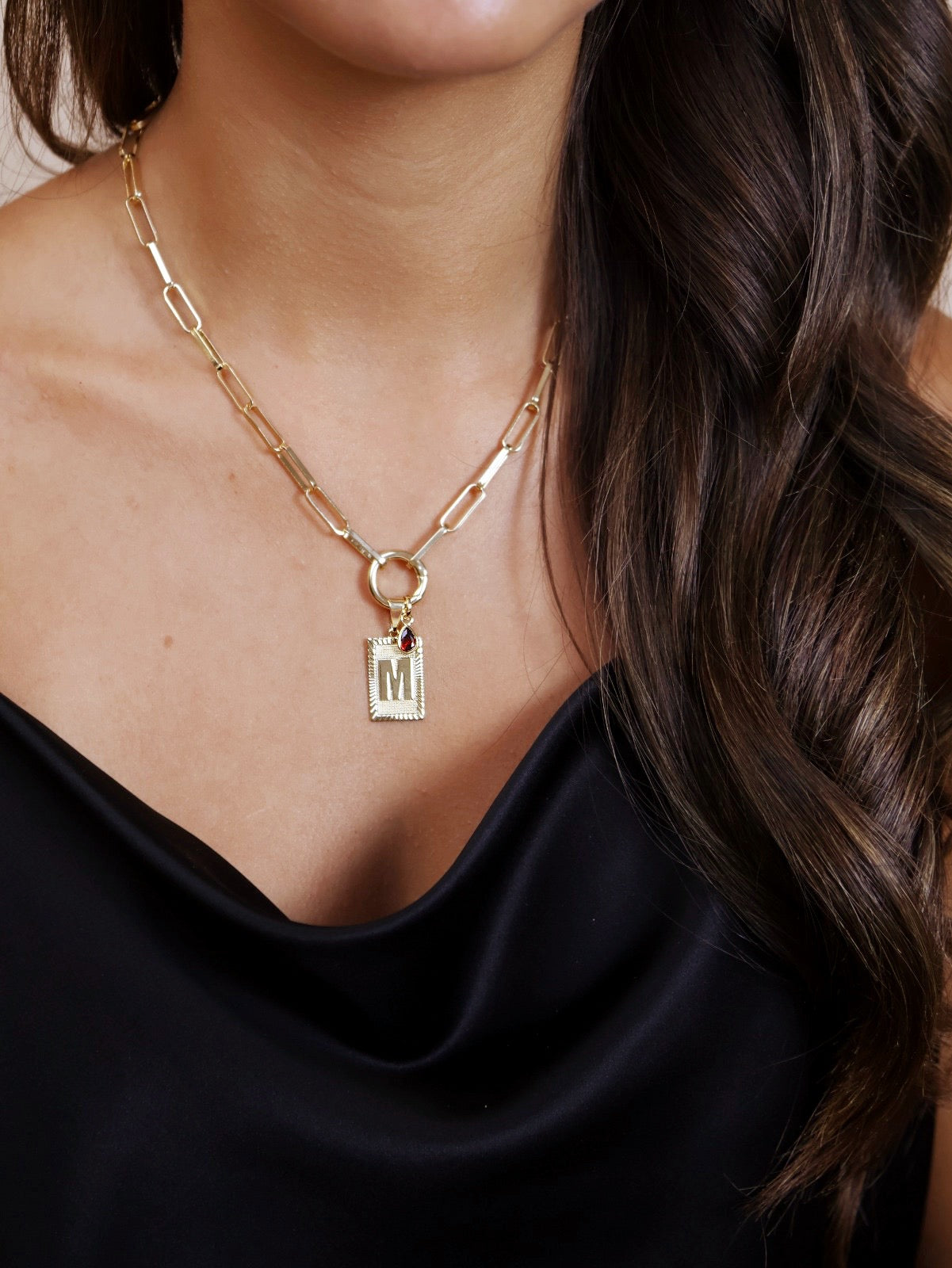 Paperclip Chain Necklace with Carabiner Clasp - Charm Ready Chain