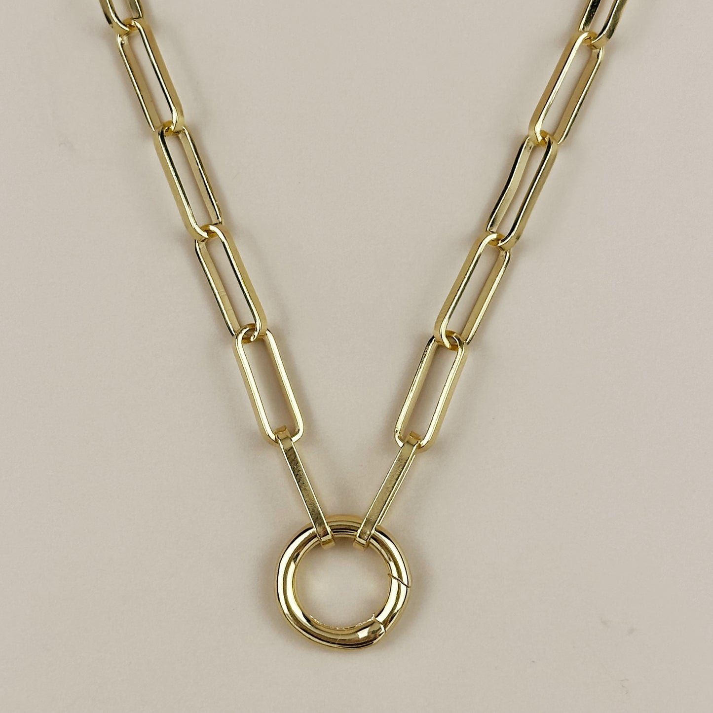 Paperclip Chain Necklace with Carabiner Clasp - Charm Ready Chain