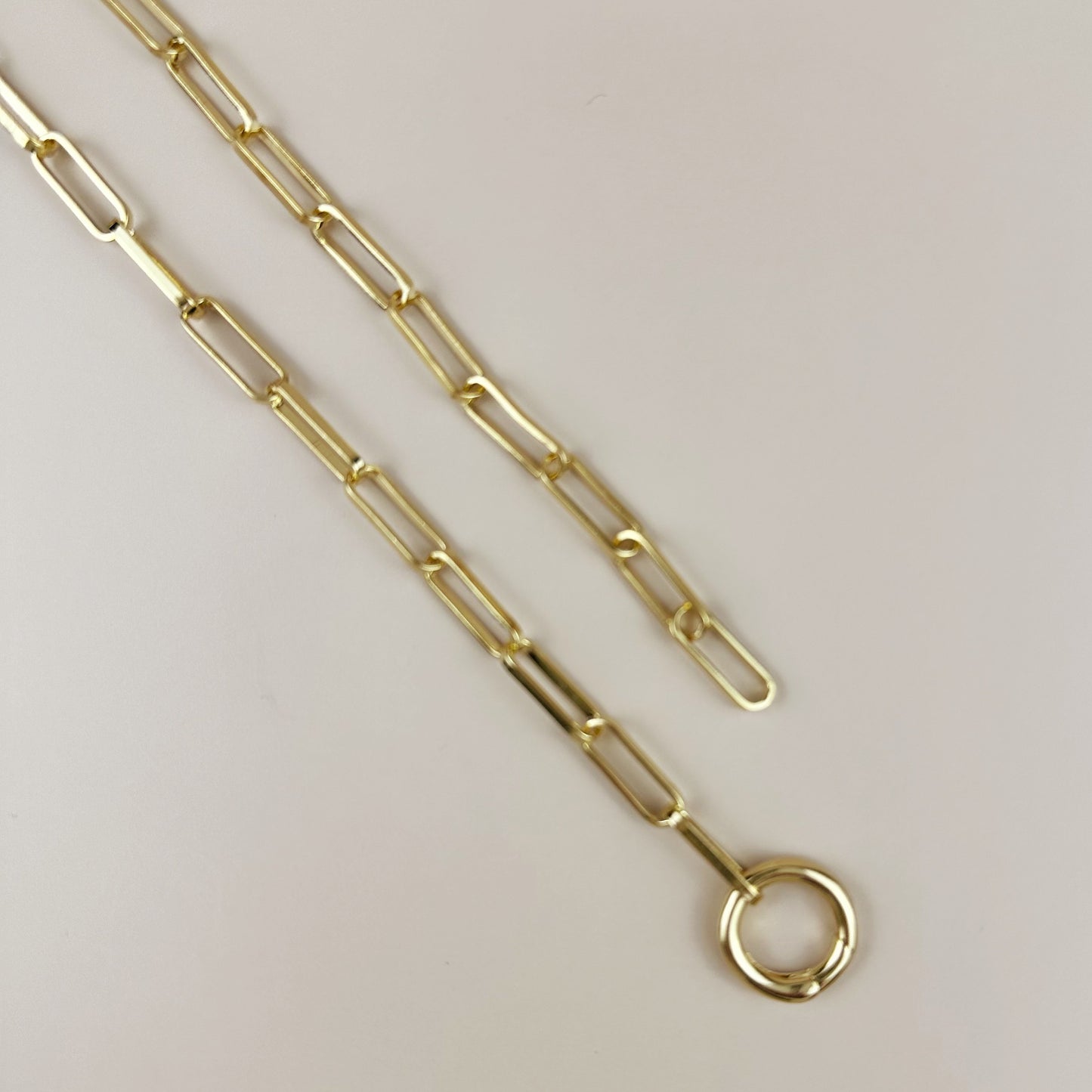 Paperclip Chain Necklace with Carabiner Clasp - Charm Ready Chain