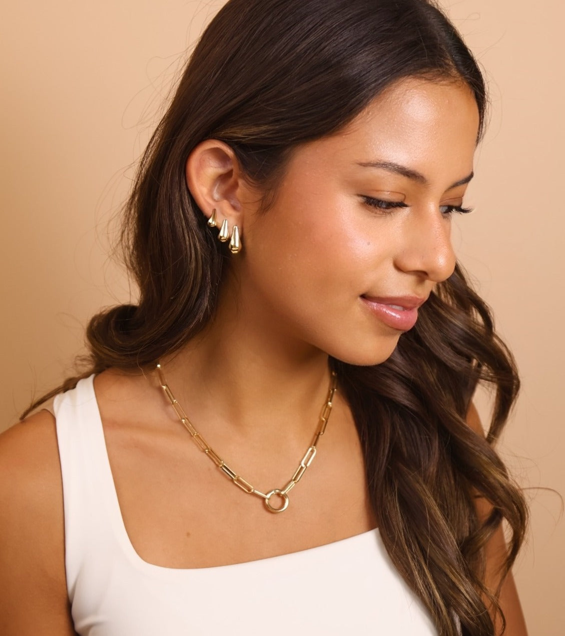Paperclip Chain Necklace with Carabiner Clasp - Charm Ready Chain