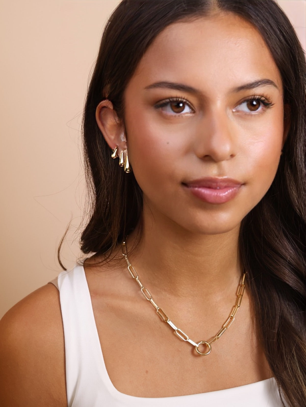 Paperclip Chain Necklace with Carabiner Clasp - Charm Ready Chain