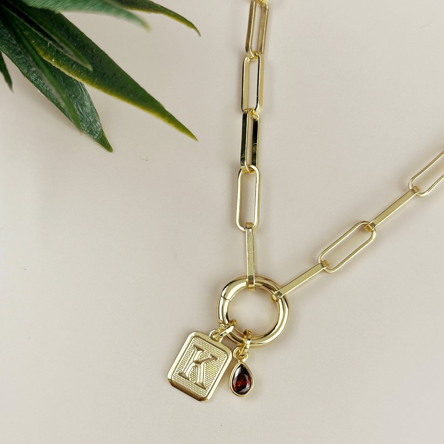 Paperclip Chain Necklace with Carabiner Clasp - Charm Ready Chain