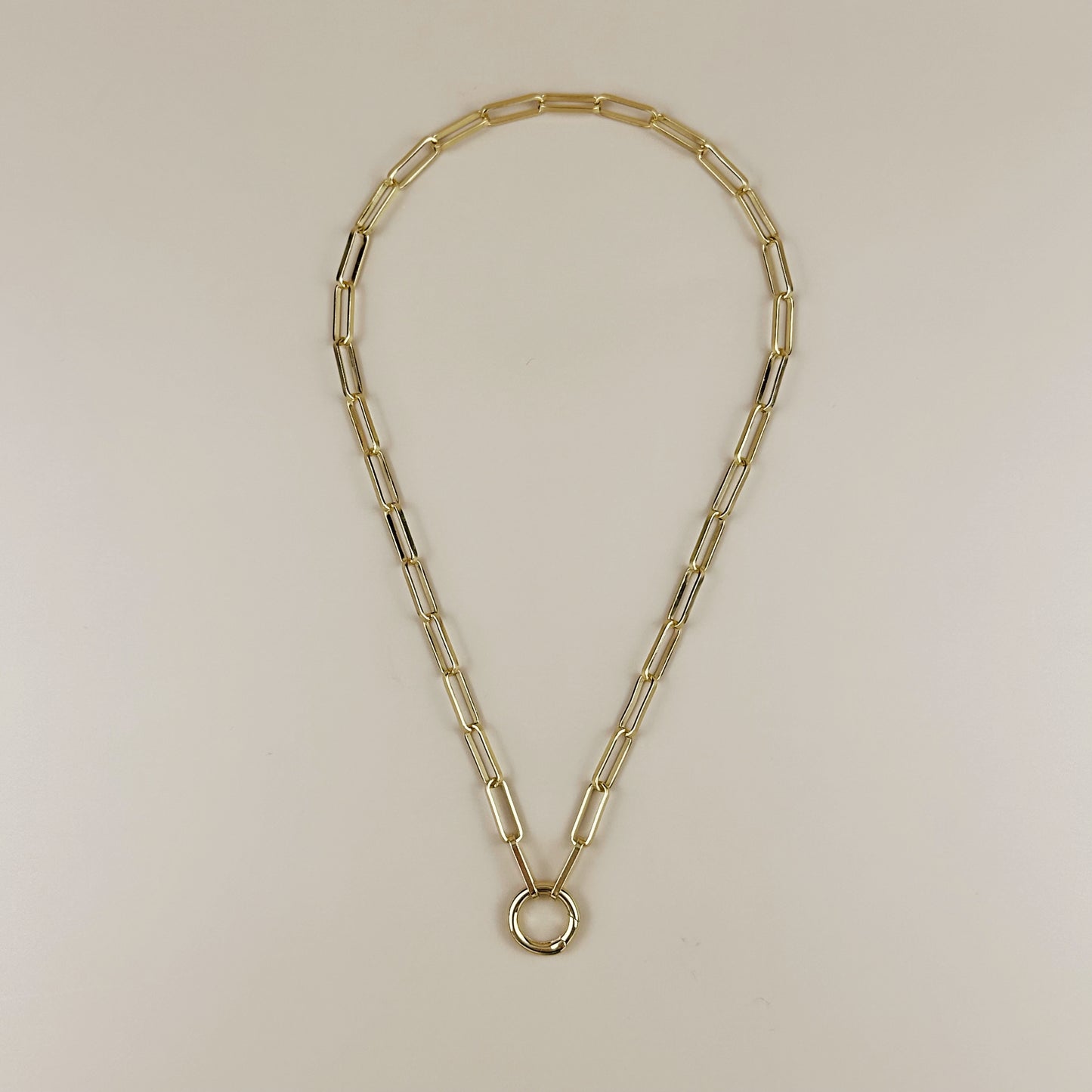 Paperclip Chain Necklace with Carabiner Clasp - Charm Ready Chain