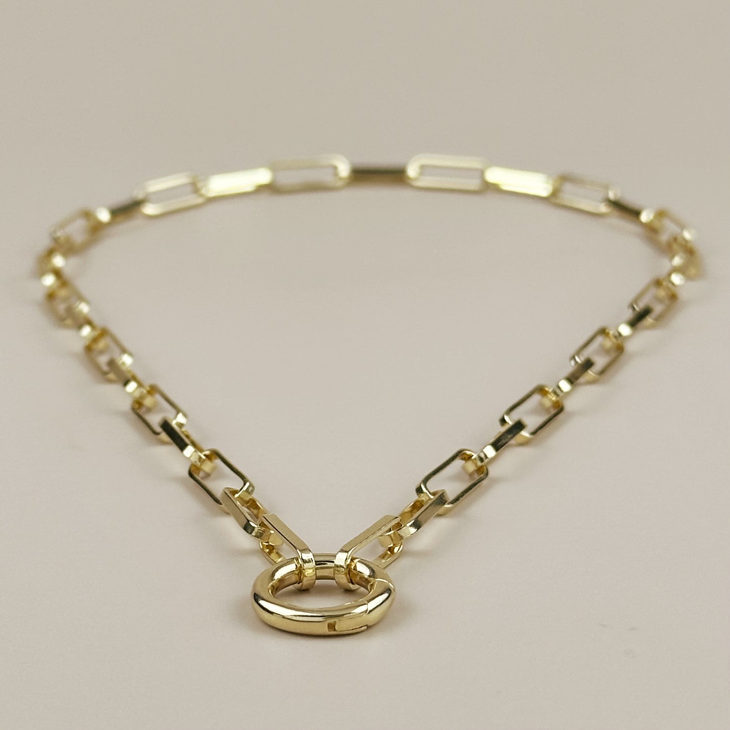 Paperclip Chain Necklace with Carabiner Clasp - Charm Ready Chain