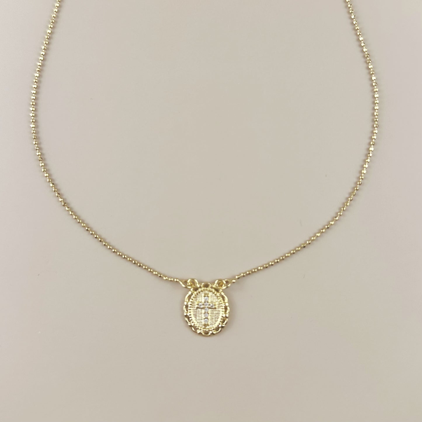 Scapular Cross Necklace with CZ Diamonds - Adjustable Religious Jewelry for Women | Handmade Brazilian Chain