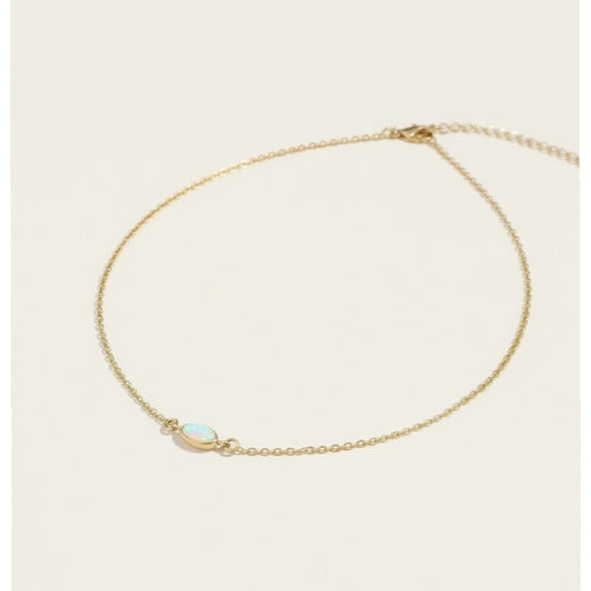 Gold Vermeil Opal Necklace - Dainty Minimalist Choker for Women