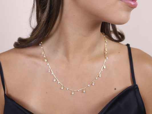 Sparkle Necklace - Dainty CZ Crystal Choker for Women | Adjustable Chain 18"-20" | Hypoallergenic Jewelry