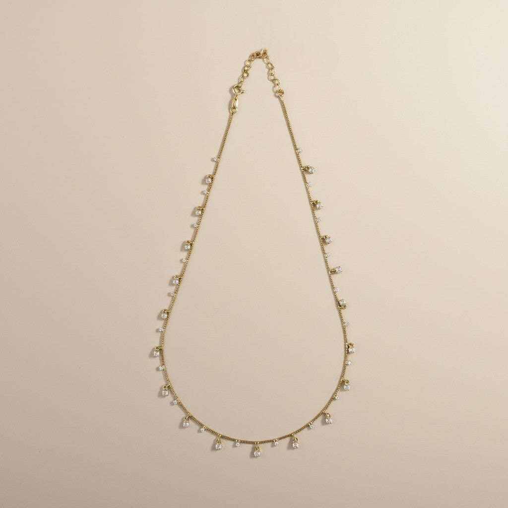 Sparkle Necklace - Dainty CZ Crystal Choker for Women | Adjustable Chain 18"-20" | Hypoallergenic Jewelry