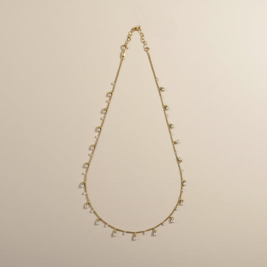 Sparkle Necklace - Dainty CZ Crystal Choker for Women | Adjustable Chain 18"-20" | Hypoallergenic Jewelry