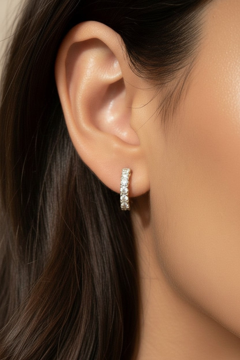 Crystal Bar Stud Earrings for Women - Minimalist Hypoallergenic Jewelry