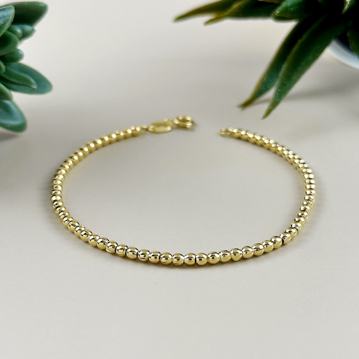 Beaded Bracelet for Women - 2.5mm Ball Bead Chain Bracelet