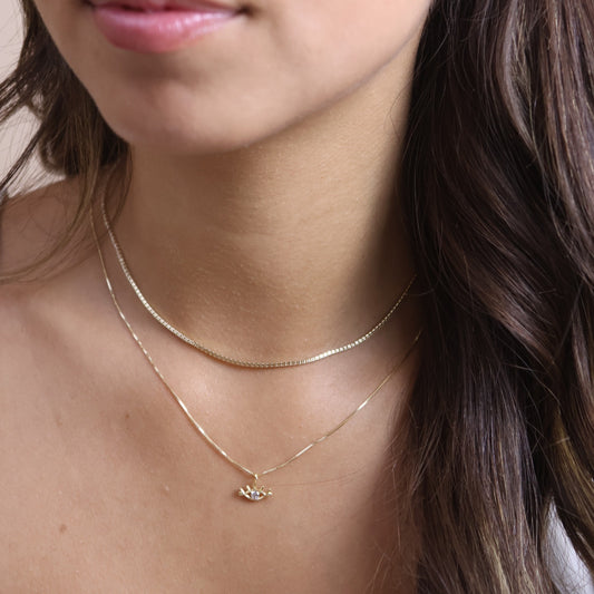 Dainty Eye Necklace with Cubic Zirconia - Evil Eye Protection Jewelry, Hypoallergenic & Water-Resistant
