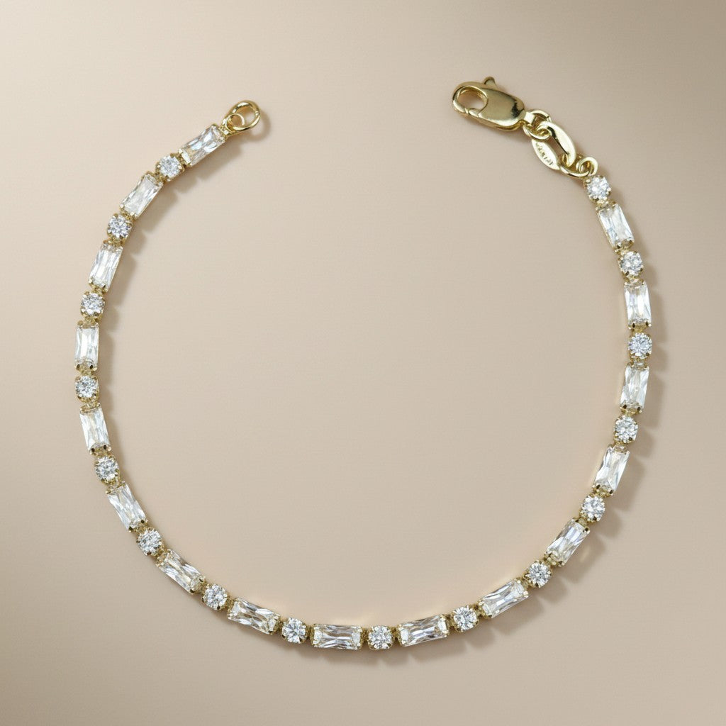 ✨ 18k Gold Filled Mixed Cut CZ Tennis Bracelet — The Classic That Does Something More