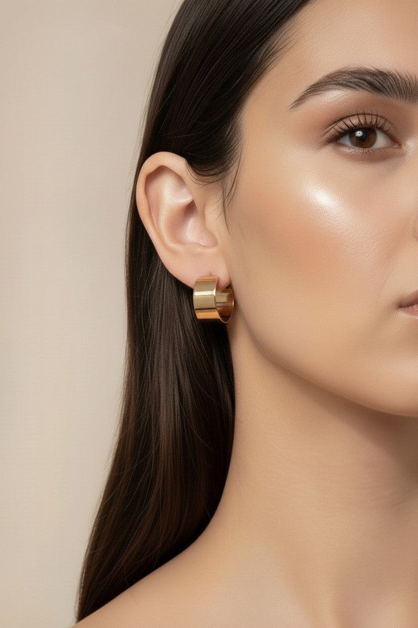 Semi Hoop Earrings for Women - Flat C Hoop Earrings | Hypoallergenic