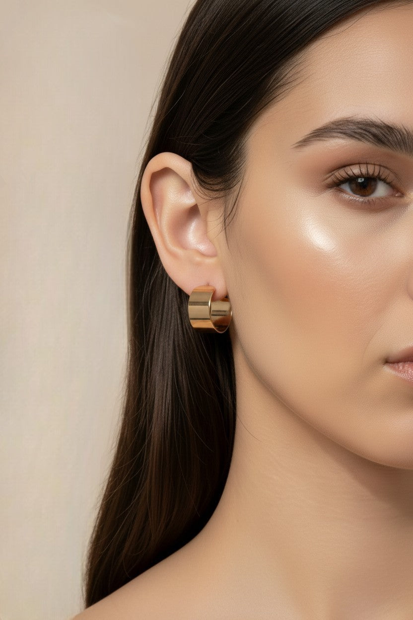 Semi Hoop Earrings for Women - Flat C Hoop Earrings | Hypoallergenic