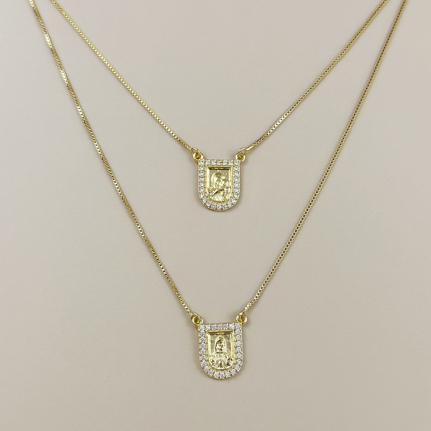 Scapular Necklace for Women - Sacred Heart &amp; Virgin Mary Religious Jewelry