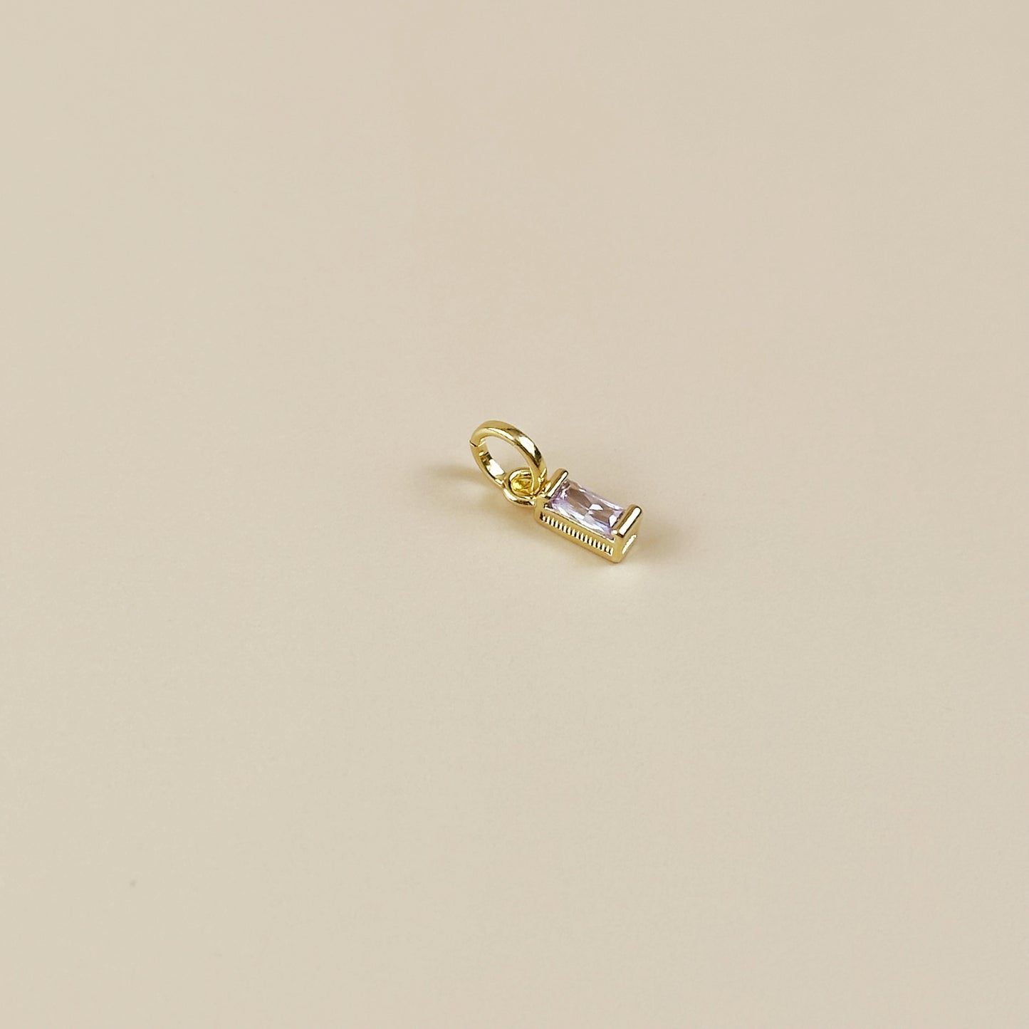 Birthstone Pendant - Baguette CZ Charm for Necklaces