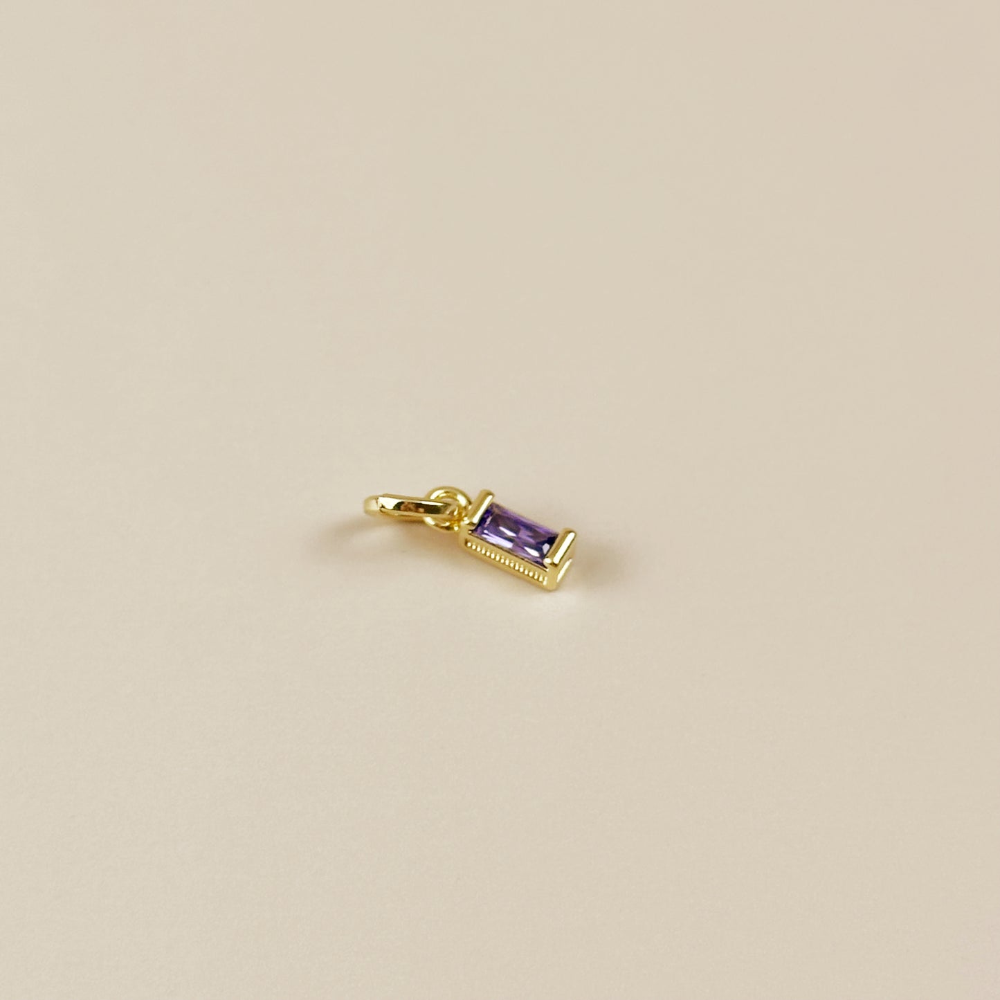 Birthstone Pendant - Baguette CZ Charm for Necklaces