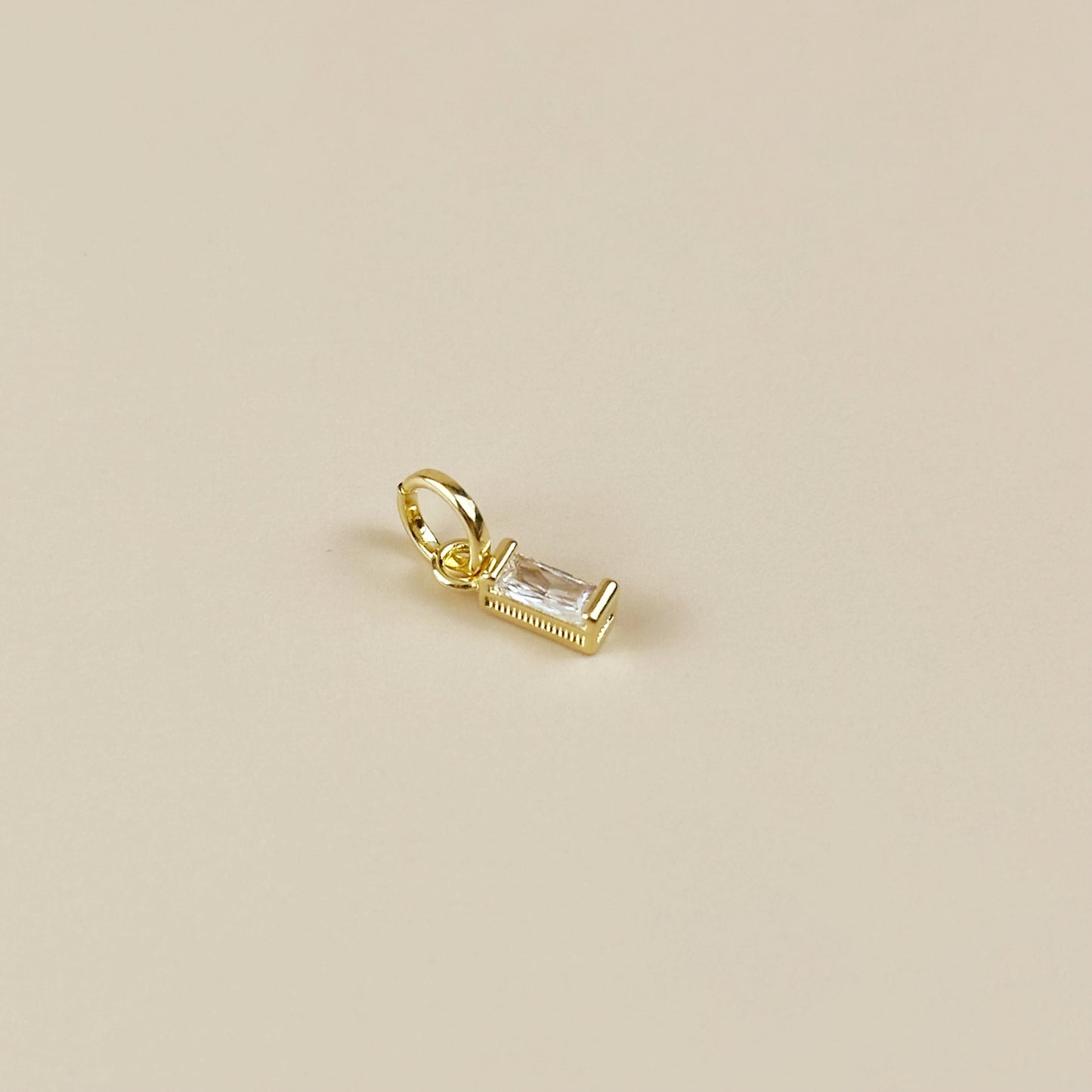Birthstone Pendant - Baguette CZ Charm for Necklaces