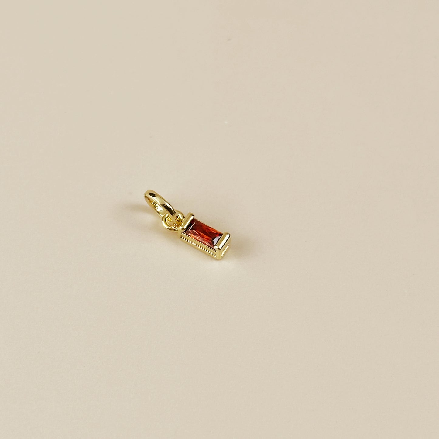 Birthstone Pendant - Baguette CZ Charm for Necklaces