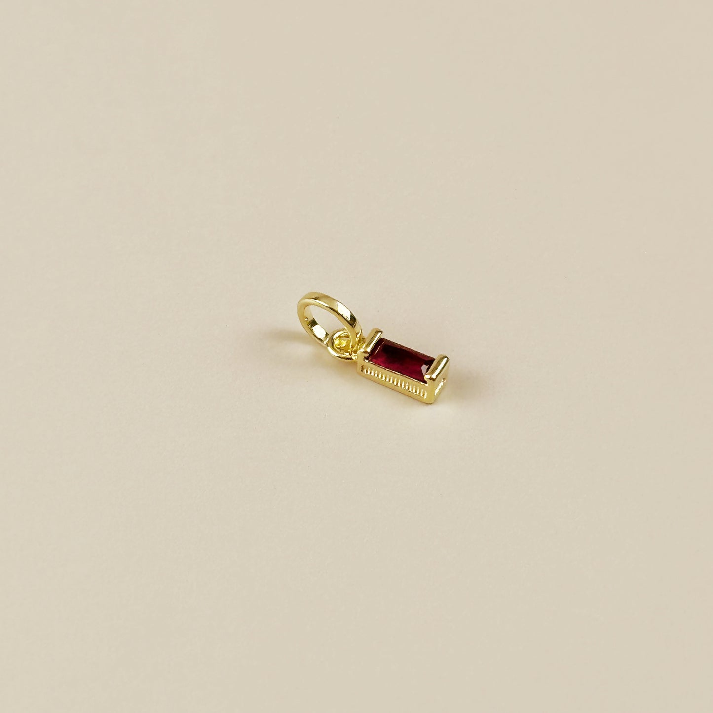Birthstone Pendant - Baguette CZ Charm for Necklaces