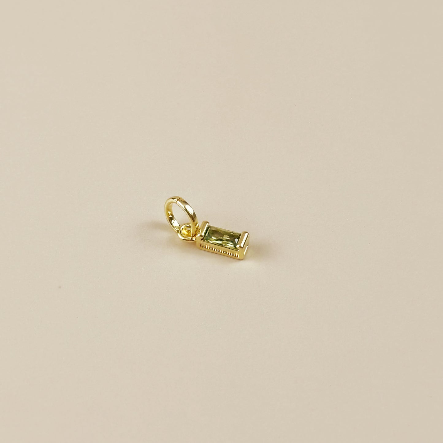 Birthstone Pendant - Baguette CZ Charm for Necklaces